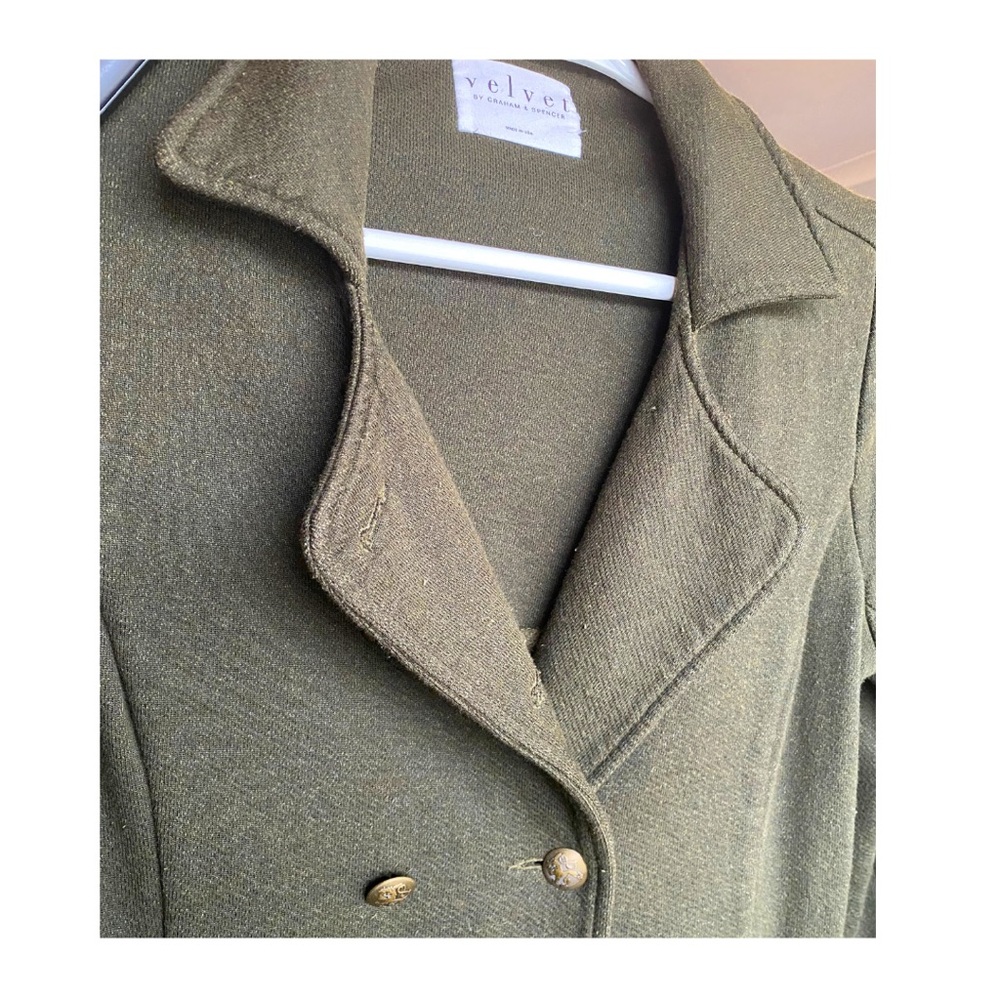 Velvet by Graham & Spencer Olive Double-Breasted Knit Jacket - Picture 2 of 7